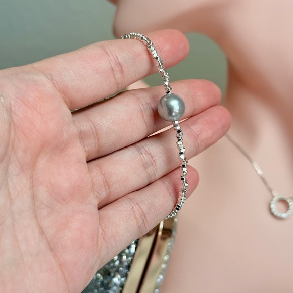 ⚜️❤️‍🔥 S925 Silver Beaded Bracelet With Faux Pearl 💫 - Picture 4 of 9